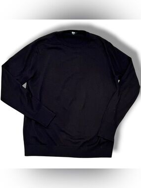 Uniglo Black  100% Fine Wool Crew Neck Sweater Long Sleeve Women Size XL C-7